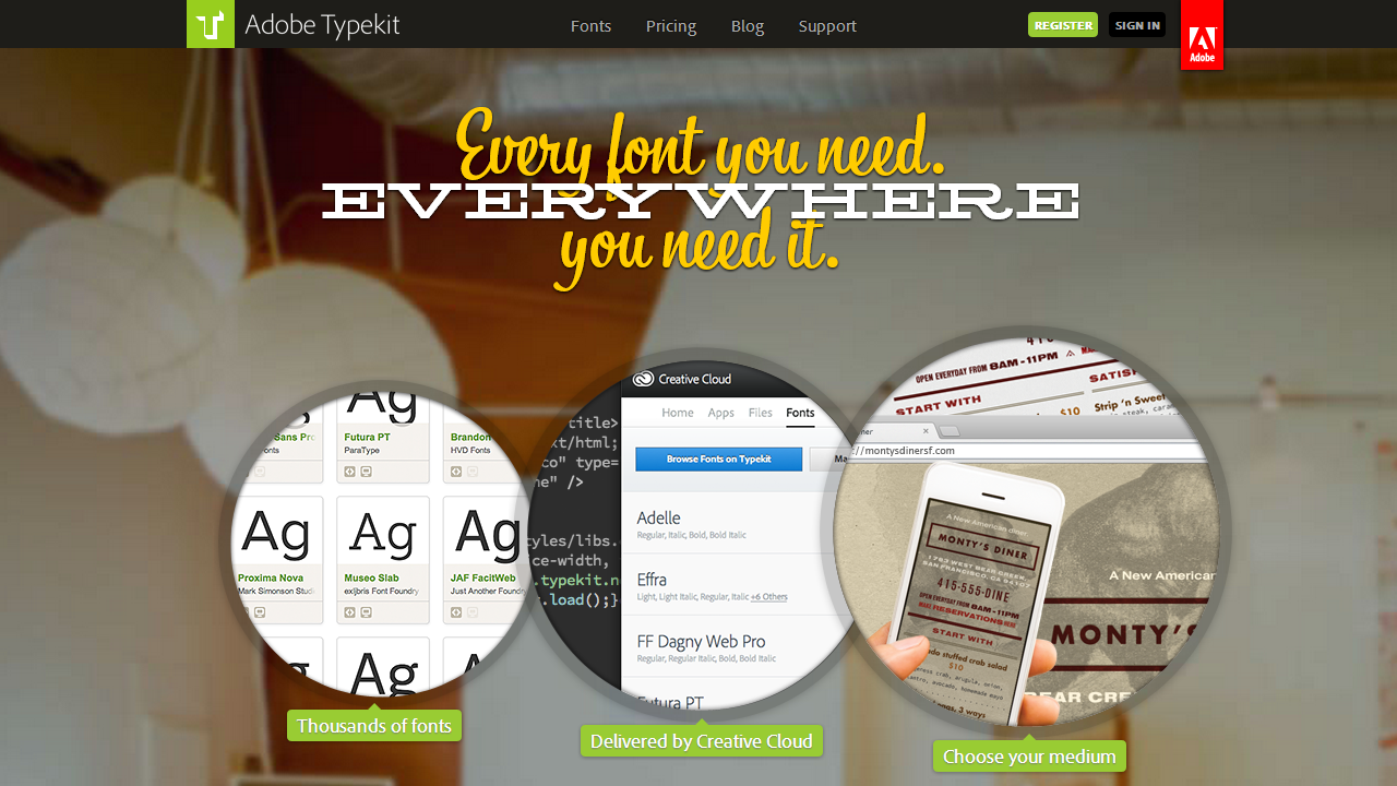 Professional web font, using of Typekit.com
